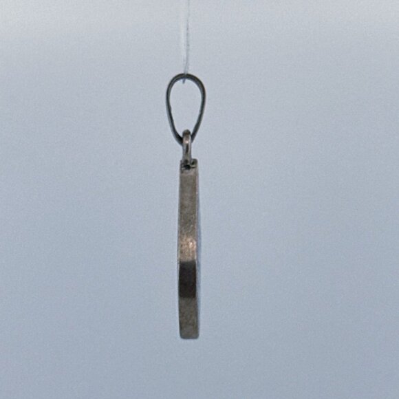 Estate Sterling Silver 925 Mosaic Inlay Teardrop Pendant No Chain 10g Vintage - Picture 2 of 8